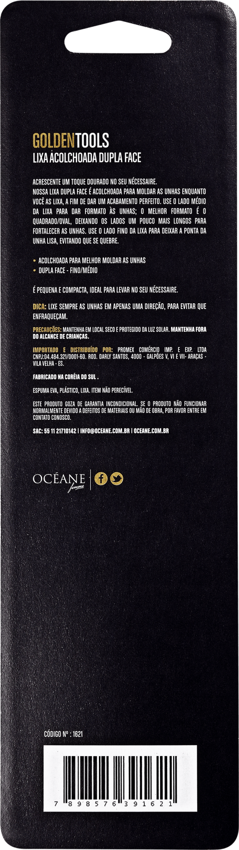 Océane Femme Golden Tools Acolchoada Dupla Face - Lixa de Unha