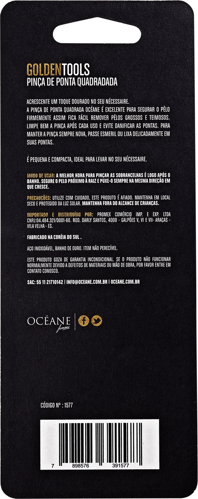 Océane Femme Golden Tools - Pinça de Ponta Quadrada