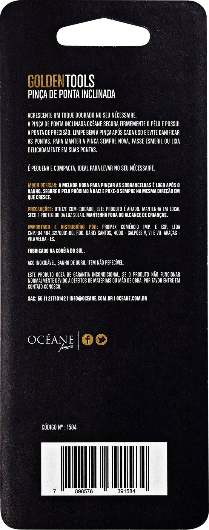 Océane Femme Golden Tools - Pinça de Ponta Inclinada