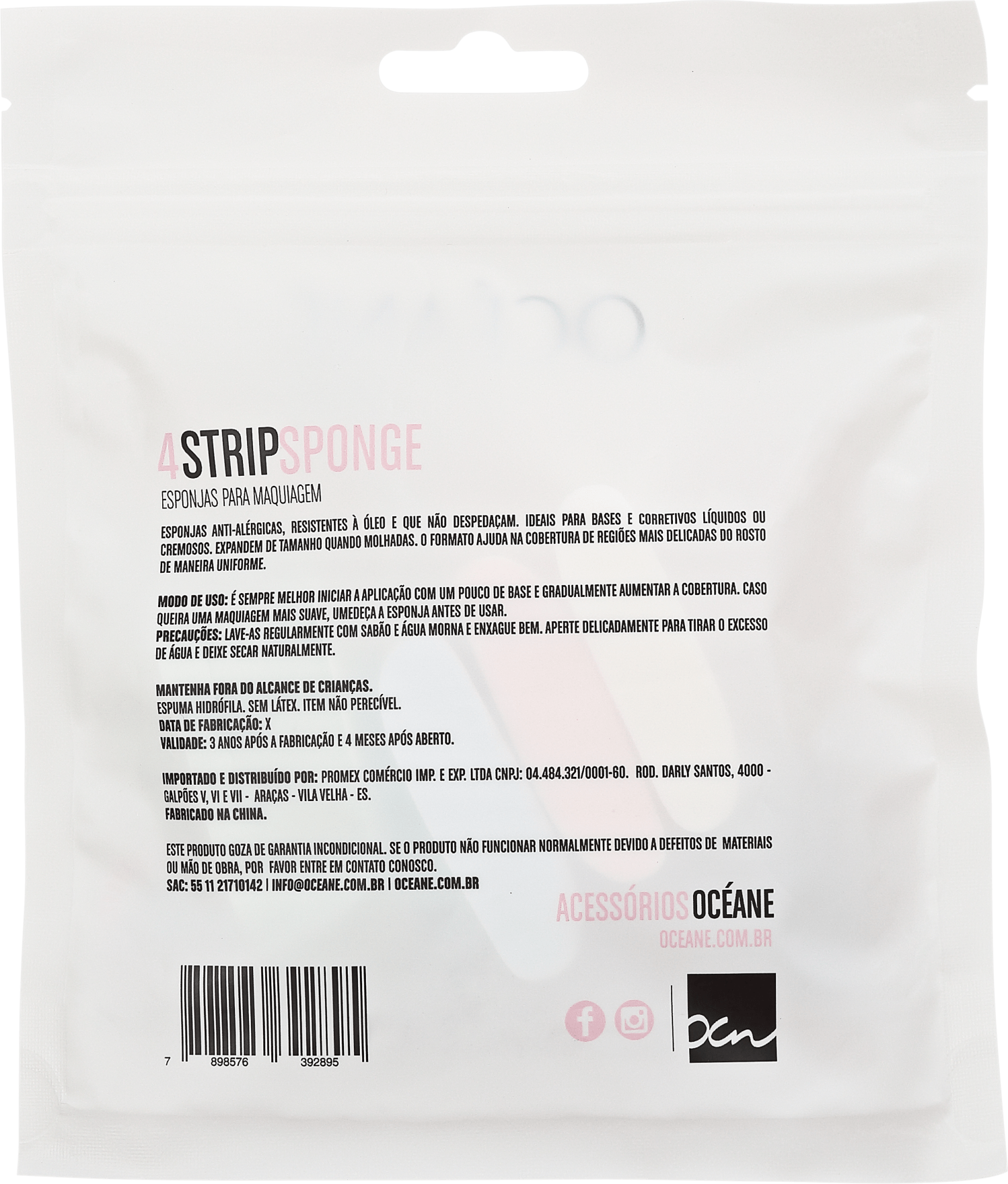 Océane Femme 4 Strip Sponge - Esponja para Maquiagem (4 unidades)