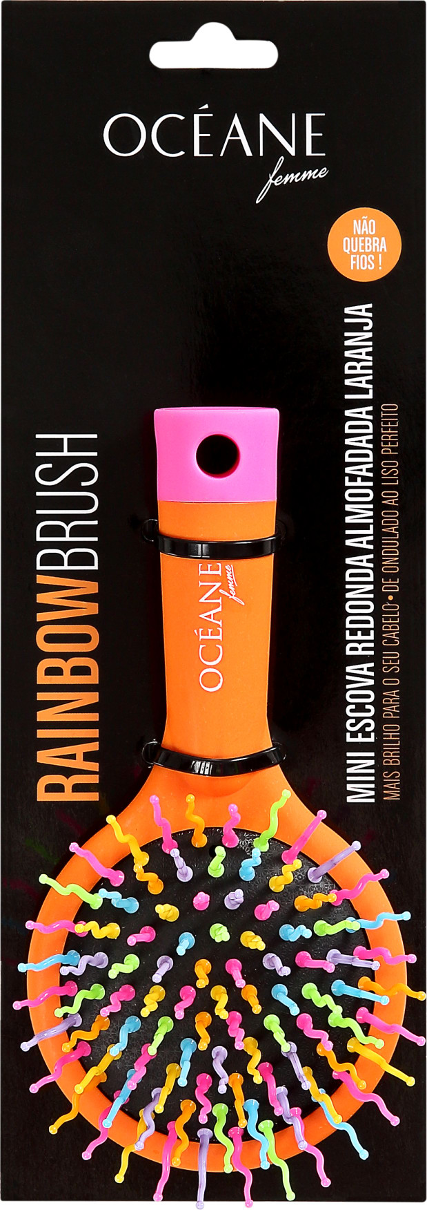 Océane Femme Rainbow Brush Laranja - Escova Almofadada Pequena