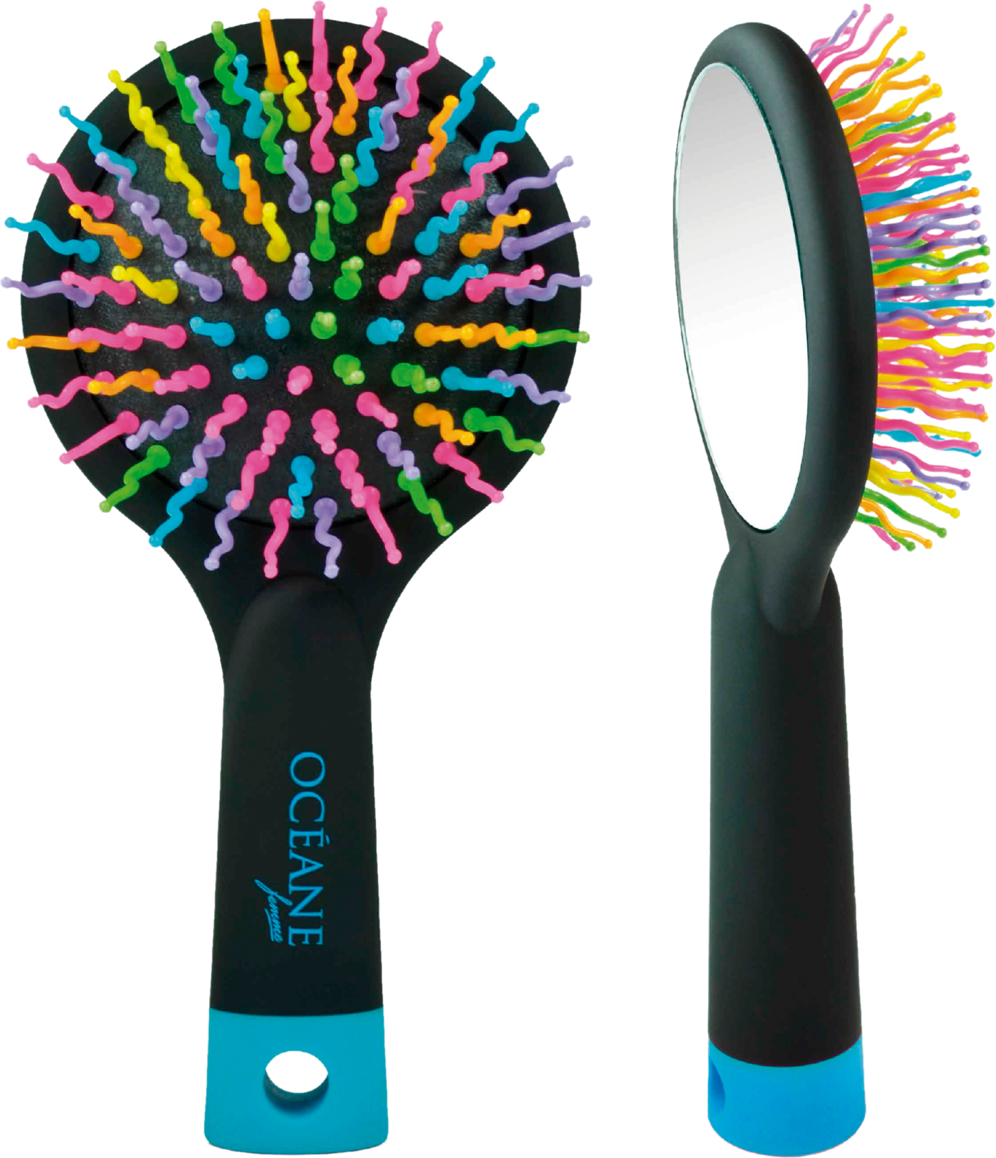 Océane Femme Rainbow Brush Preta - Escova Almofadada Pequena