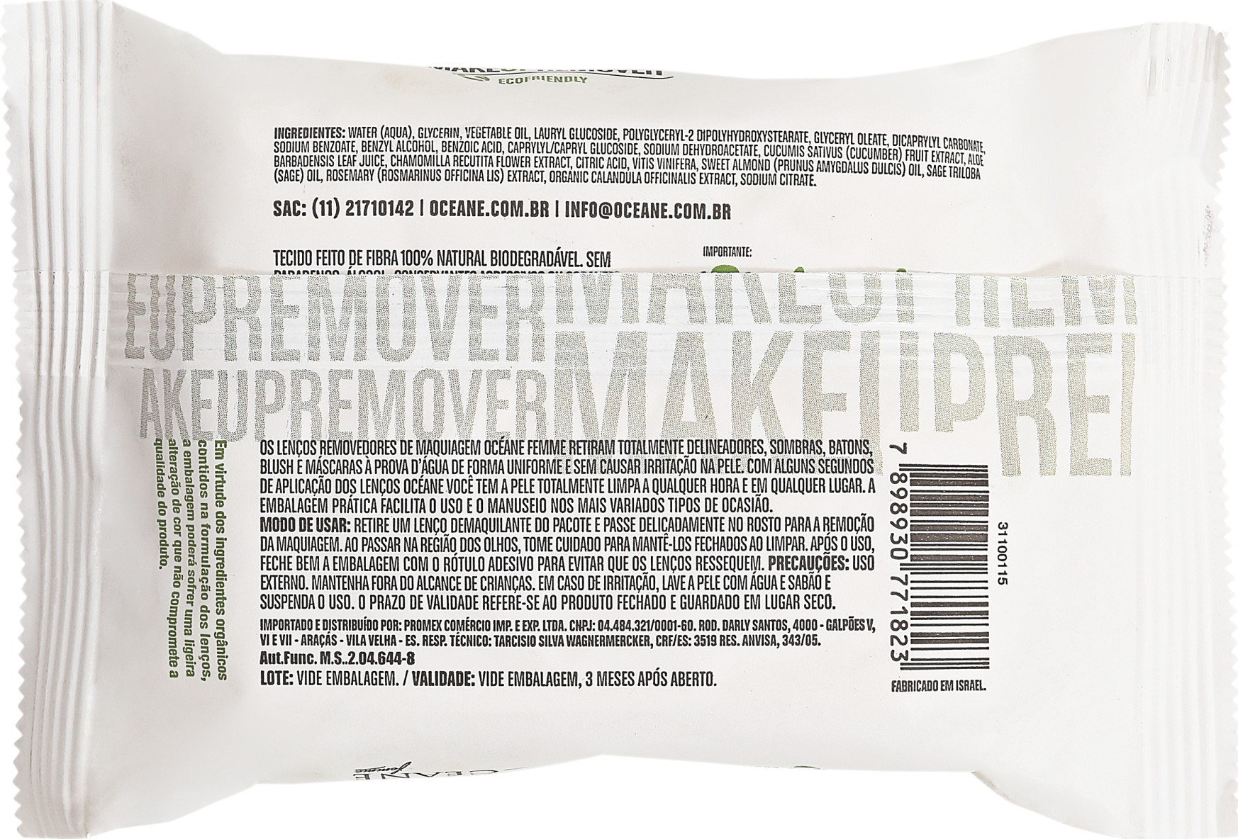 Océane Femme Eco Make Up Remover - Lenço Demaquilante (20unidades)