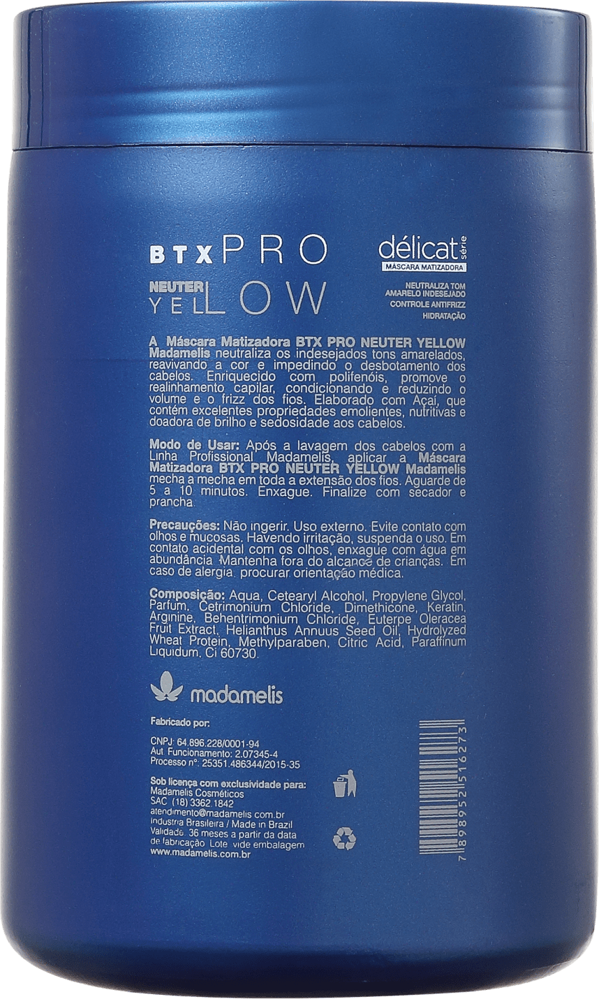 Madamelis Profissional BTX Pro Neuter Yellow - Máscara Matizante 1000g