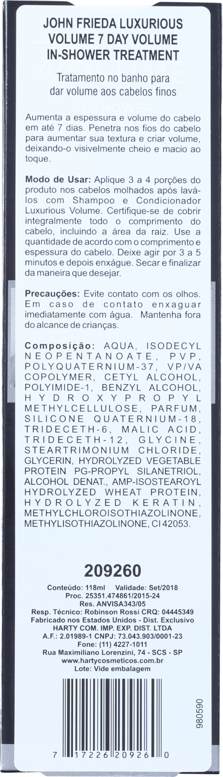John Frieda Luxurious Volume 7 Day In-Shower Treatment - Texturizador de Volume 118ml