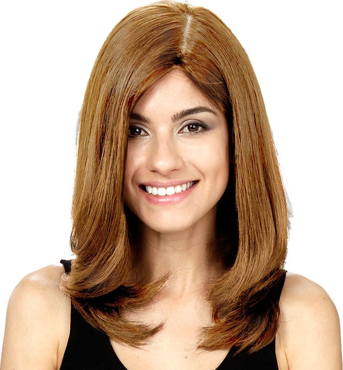 Crown Wigs Diana Cor Castanho Claro/ Louro Médio - Peruca 45cm