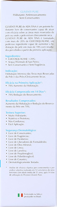 Ada Tina Gliventi Pure - Creme Hidratante Antirressecamento 200ml