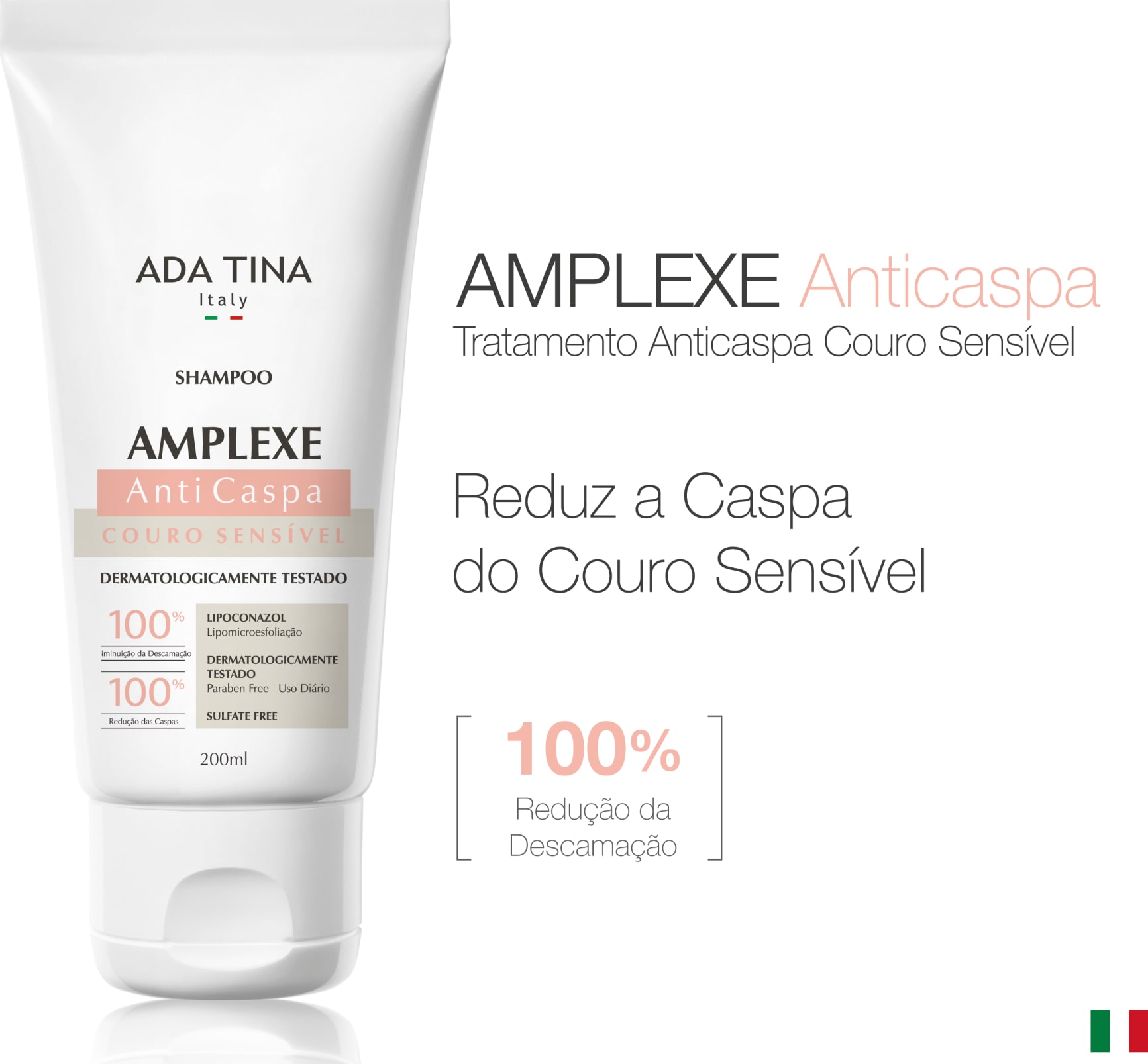 Ada Tina Amplexe Anticaspa Couro Sensível - Shampoo 200ml