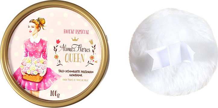 Alma de Flores Queen Talco Desodorante Perfumado Iluminador - Talco 100g