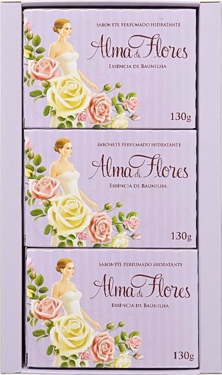 Kit Alma de Flores Essência de Baunilha - Sabonetes em Barra 3x130g