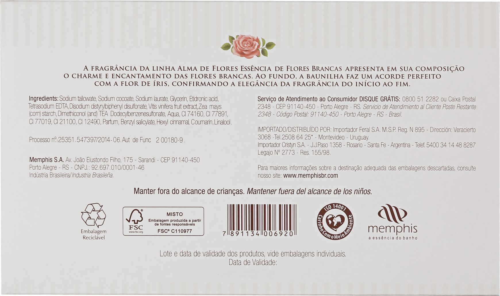 Kit Alma de Flores Essência de Flores Brancas - Sabonetes em Barra 3x130g