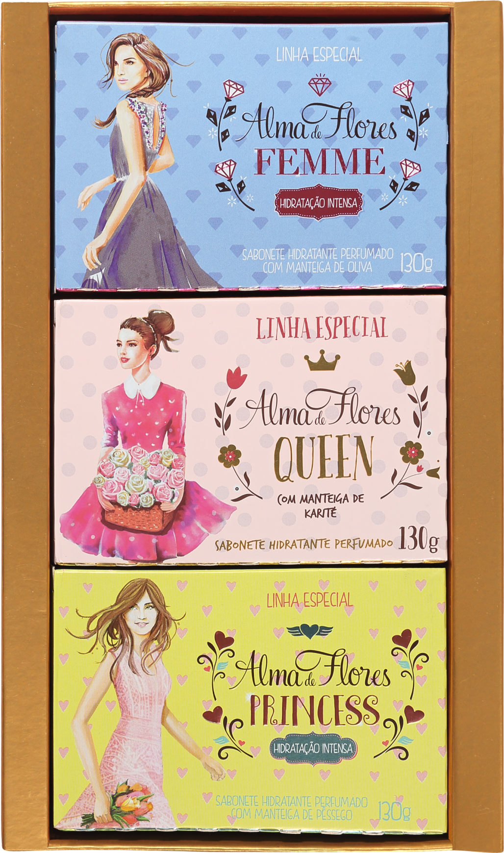 Kit Alma de Flores Alma de Mulher - Sabonetes em Barra 3x130g
