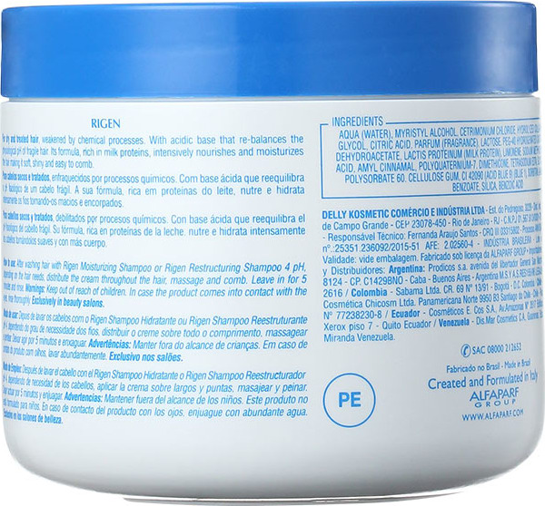 Alfaparf Rigen Milk Protein Plus Nourishing Cream - Máscara de Tratamento 500g