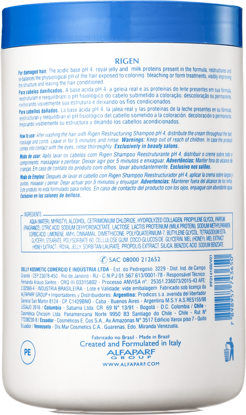 Alfaparf Rigen Milk Protein Plus Real Cream - Máscara de Tratamento 1000ml