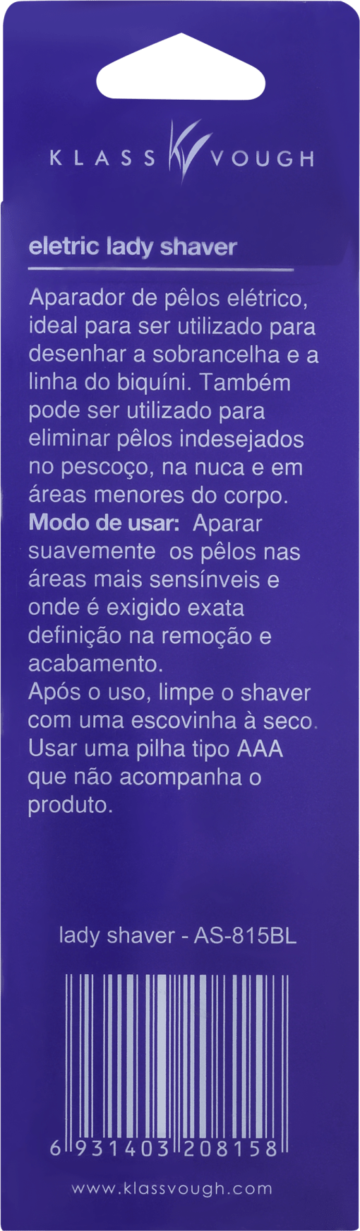 Klass Vough Electric Lady Shaver AS-815BL Preto - Aparador de Pelos