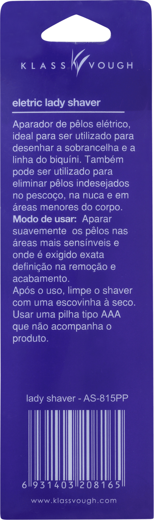 Klass Vough Electric Lady Shaver AS-815PP Lilás - Aparador de Pelos