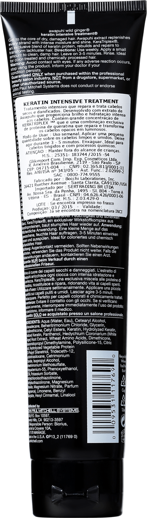 Paul Mitchell Awapuhi Wild Ginger Keratin Intensive Treatment - Tratamento 150ml