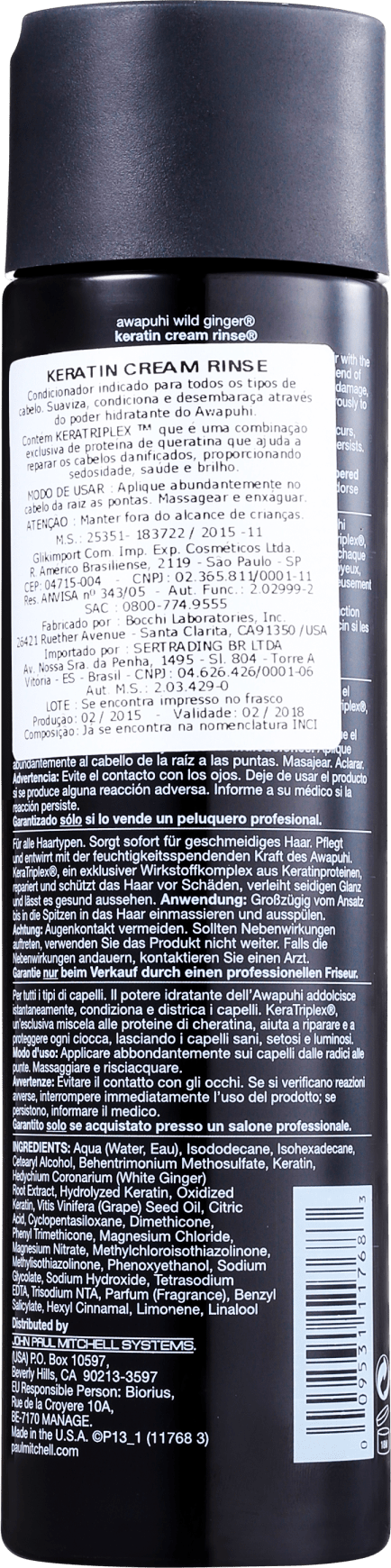 Paul Mitchell Awapuhi Wild Ginger Keratin Cream Rinse - Condicionador 250ml