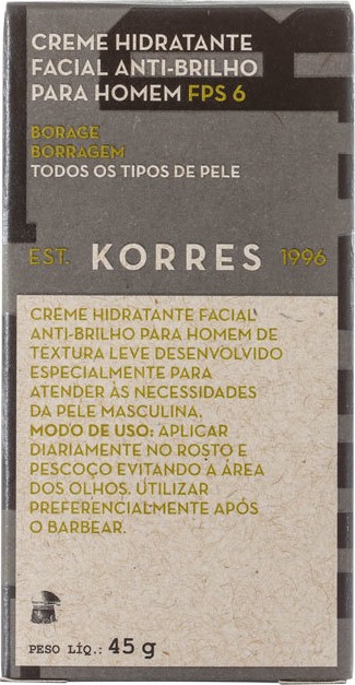 Korres Borage Anti-Brilho FPS 6 - Hidratante Facial 45g