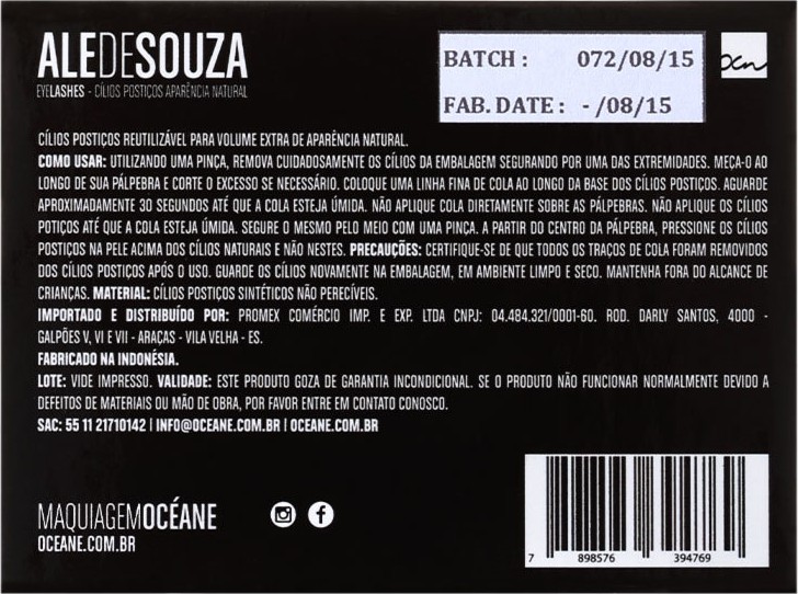 Océane Femme Ale de Souza Eyelashes Aparência Natural - Cílios Postiços