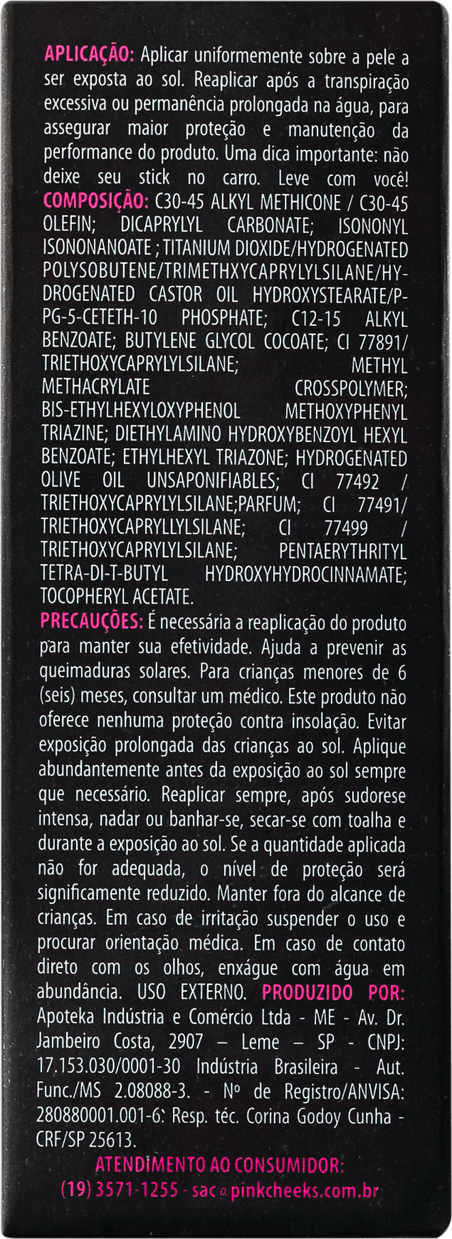 Pink Cheeks Pink Stick 15KM FPS 90 - Protetor Solar com Cor 14g