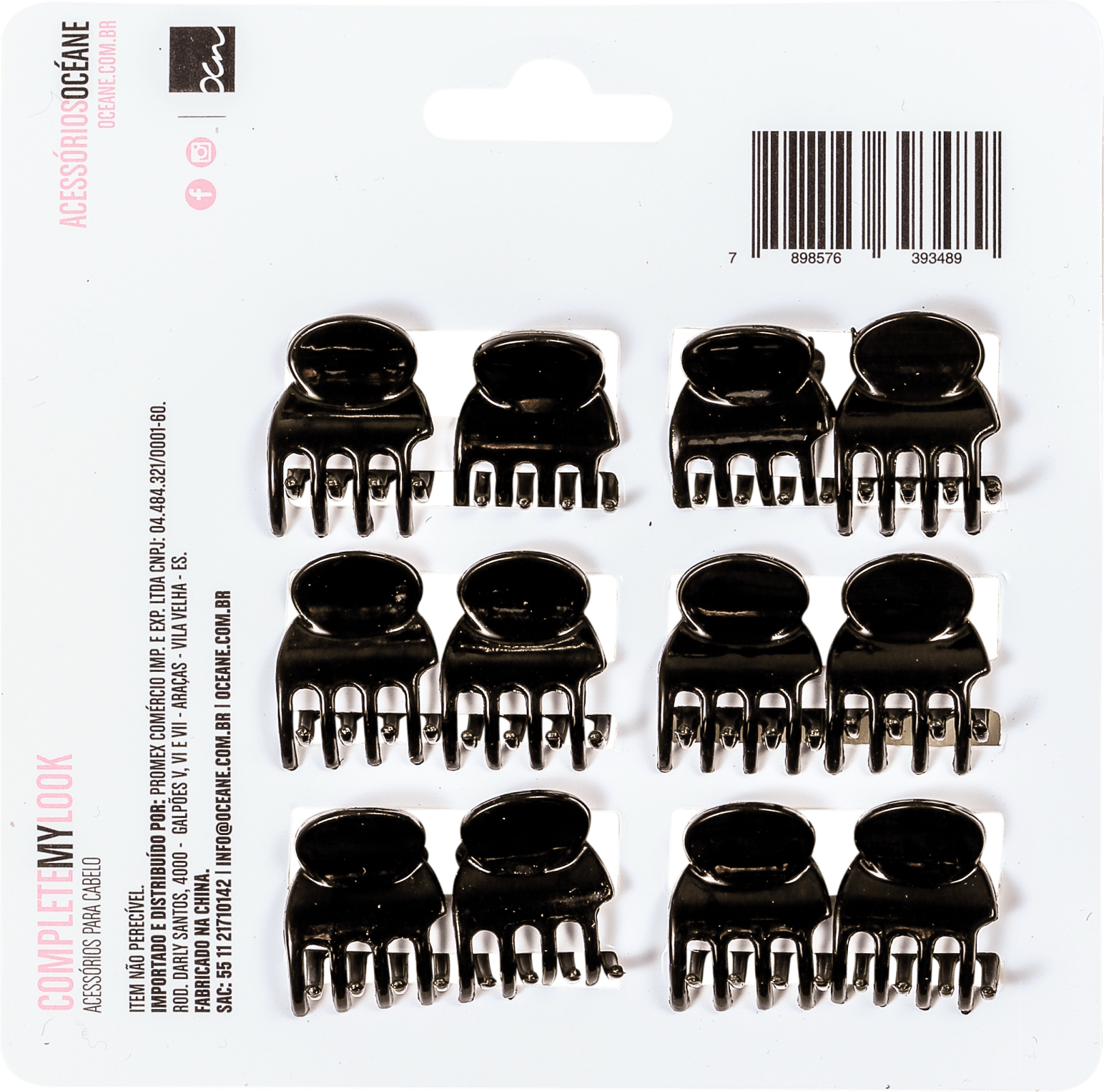 Océane Femme Complete My Look 145 Black - Mini Prendedor de Cabelo 12un