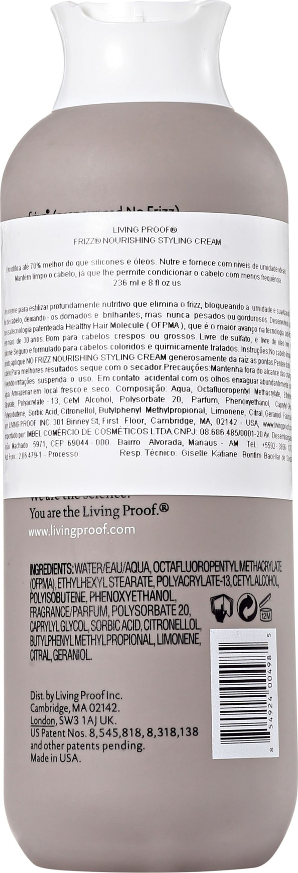 Living Proof No Frizz Nourishing Styling Cream - Creme Finalizador 236ml