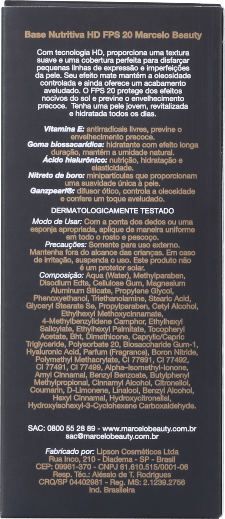 Marcelo Beauty Nutritiva HD FPS 20 Bege Natural - Base Líquida 30ml