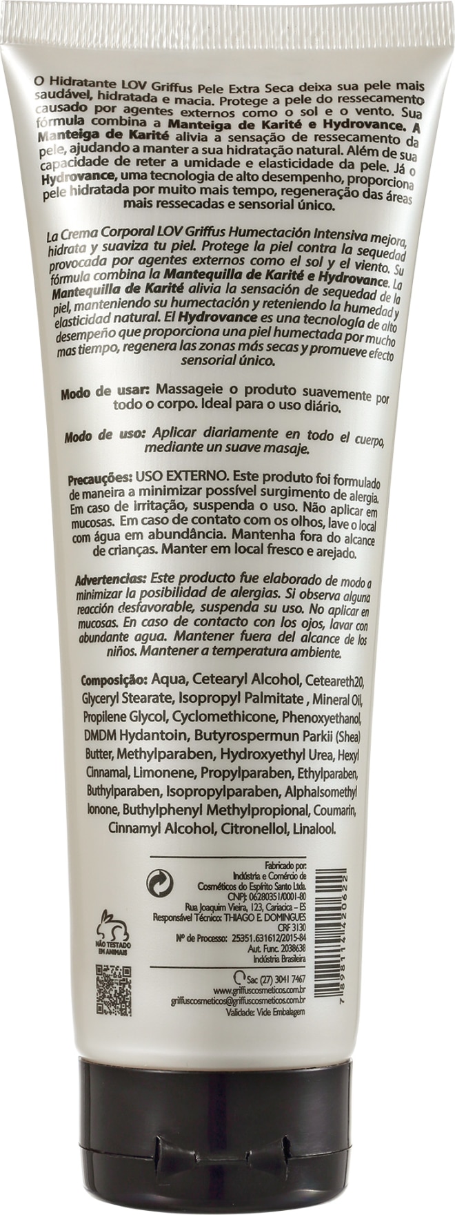 Griffus Lov Pele Extra Seca - Hidratante Corporal 240ml