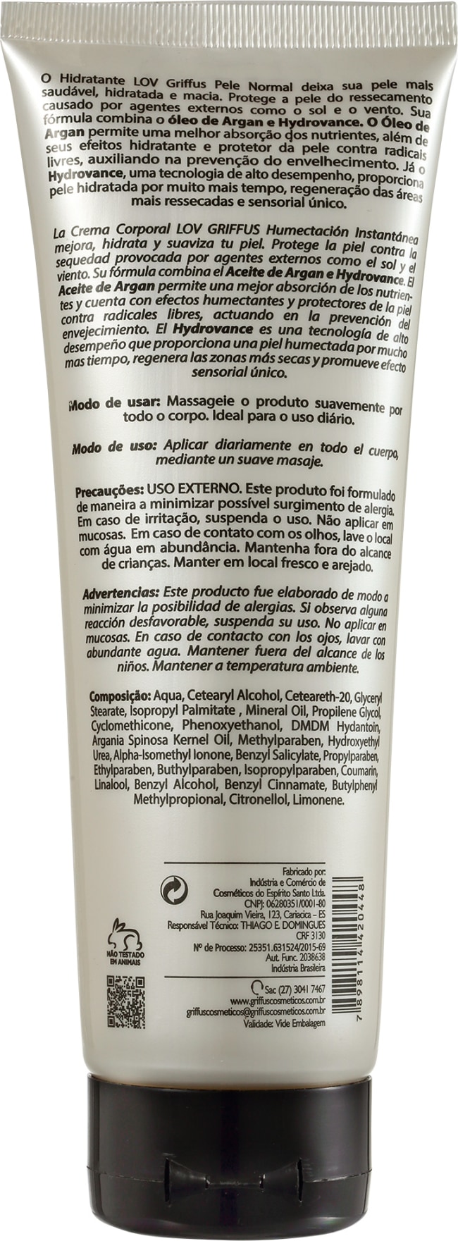 Griffus Lov Pele Normal - Hidratante Corporal 240ml