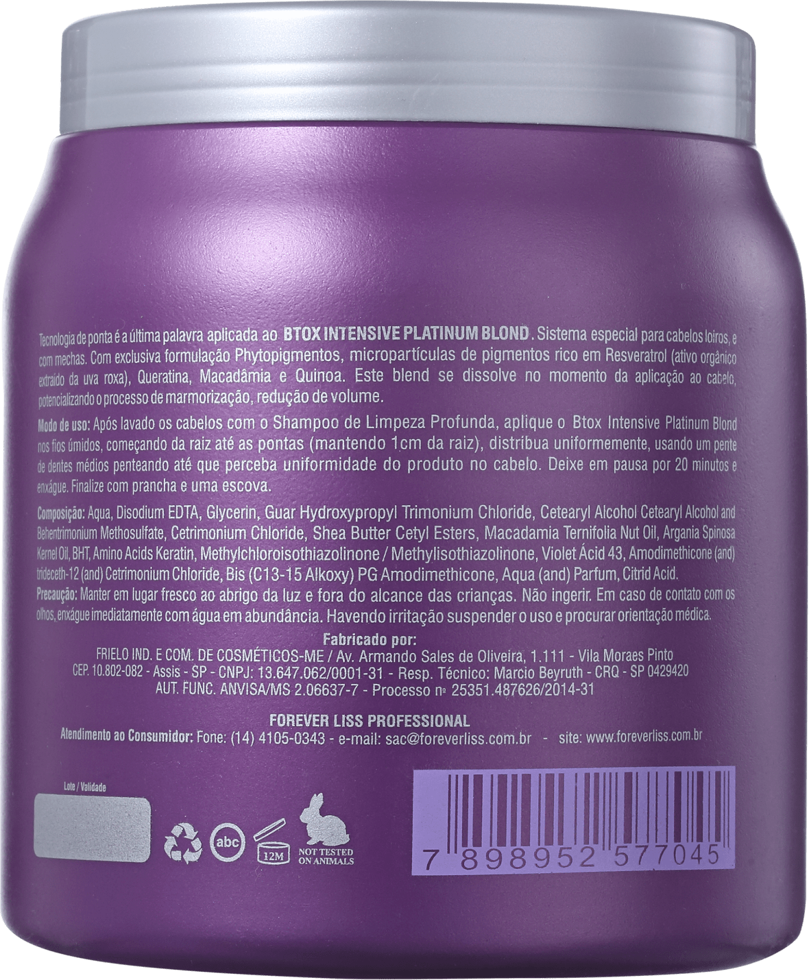 Forever Liss Professional Platinum Blond - Redutor de Volume Matizador 1000g