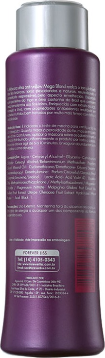 Forever Liss Professional Mega Blond Ultra Matizadora - Máscara de Tratamento 500g