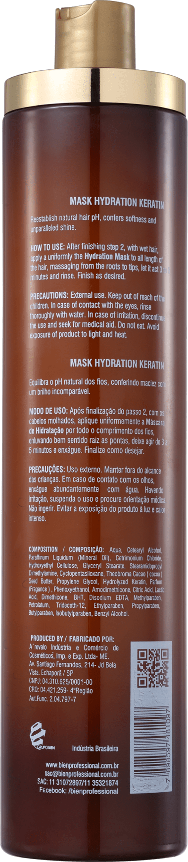 Bien Professional Bien Cacau Mask Hydration Keratin - Máscara de Hidratação 1000ml