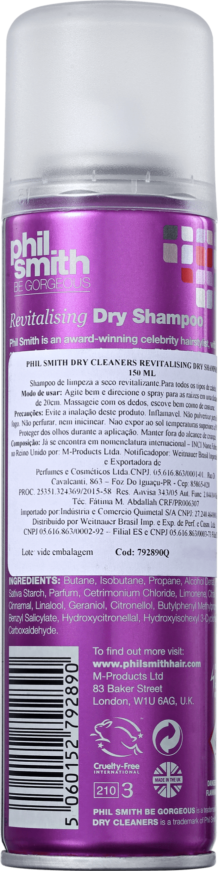 Phil Smith Dry Cleaners Revitalising Dry Shampoo - Shampoo a Seco 150ml
