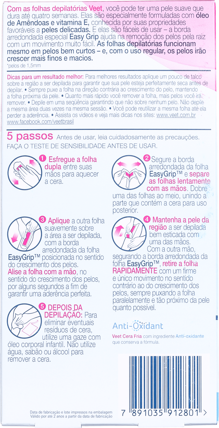 Veet Peles Delicadas - Folhas de Cera Corporal (12 unidades)