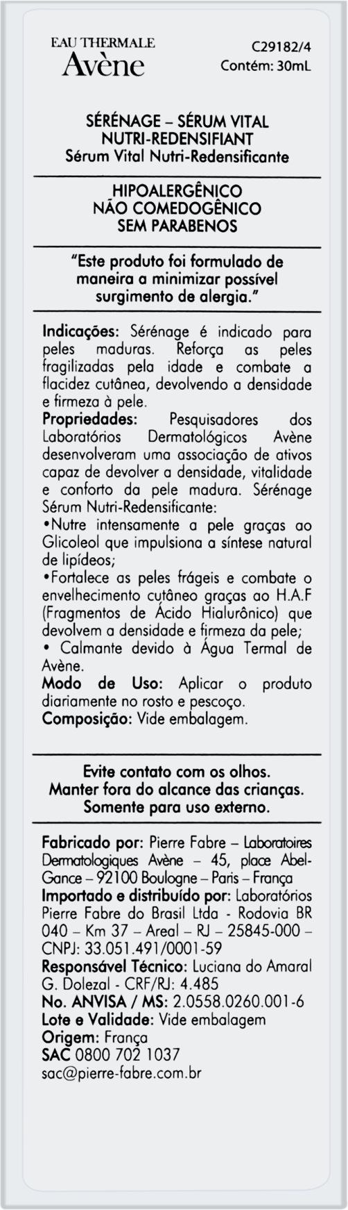 Avène Sérénage Sérum Vital - Sérum Anti-idade 30ml