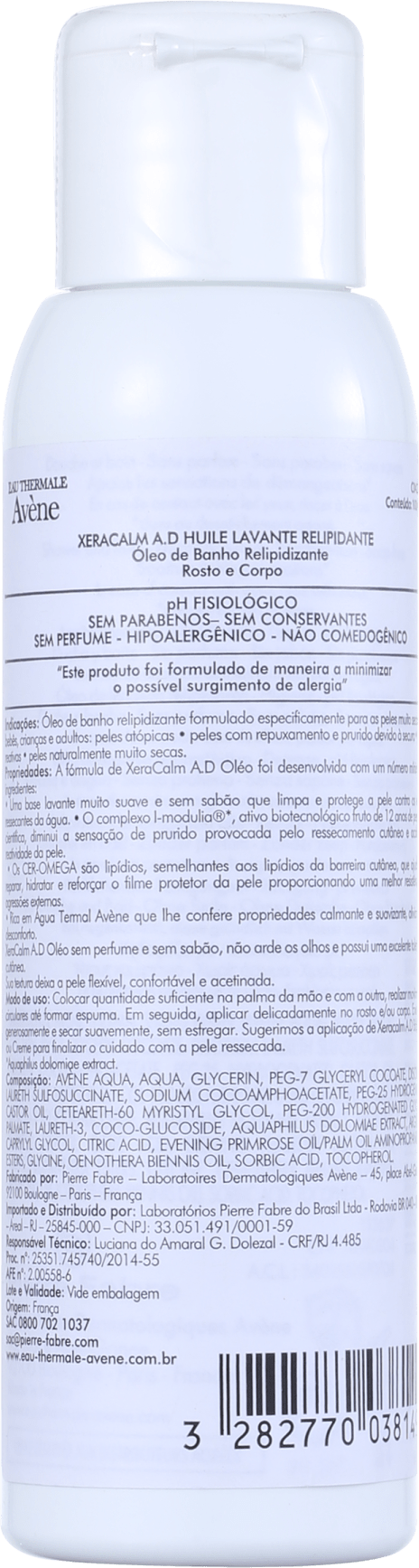 Avène XeraCalm A.D Lipid Replenishing - Óleo Limpeza Facial 100ml