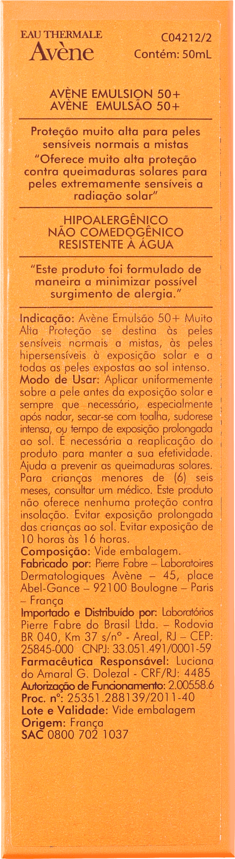 Avène Very High Protection FPS 50 - Protetor Solar Facial 50ml