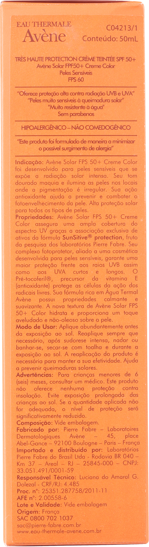 Avène Very High Protection Tinted FPS 50 - Protetor Solar com Cor 50ml