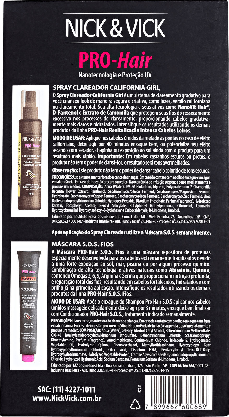 Nick & Vick PRO-Hair California Girl - Spray Clareador + Máscara S.O.S