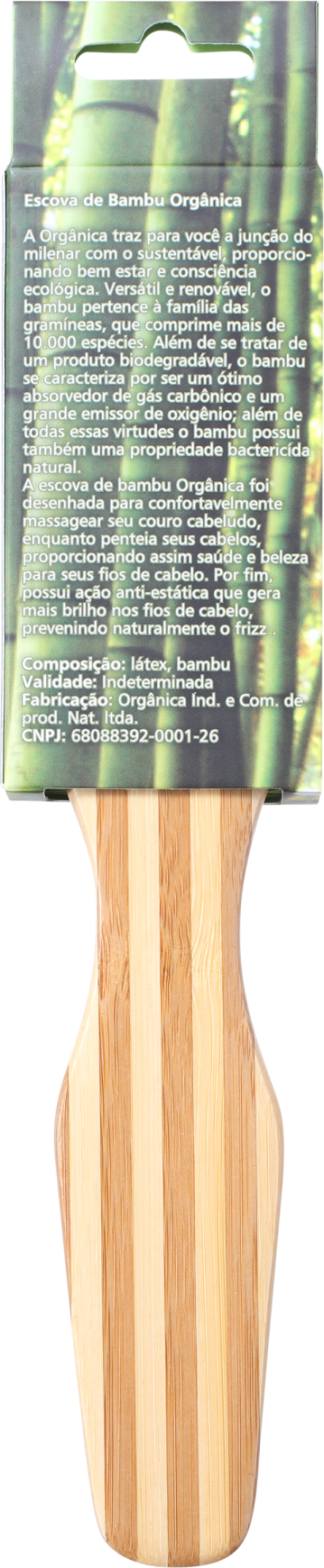 Orgânica Bambu Retangular - Escova de Cabelo