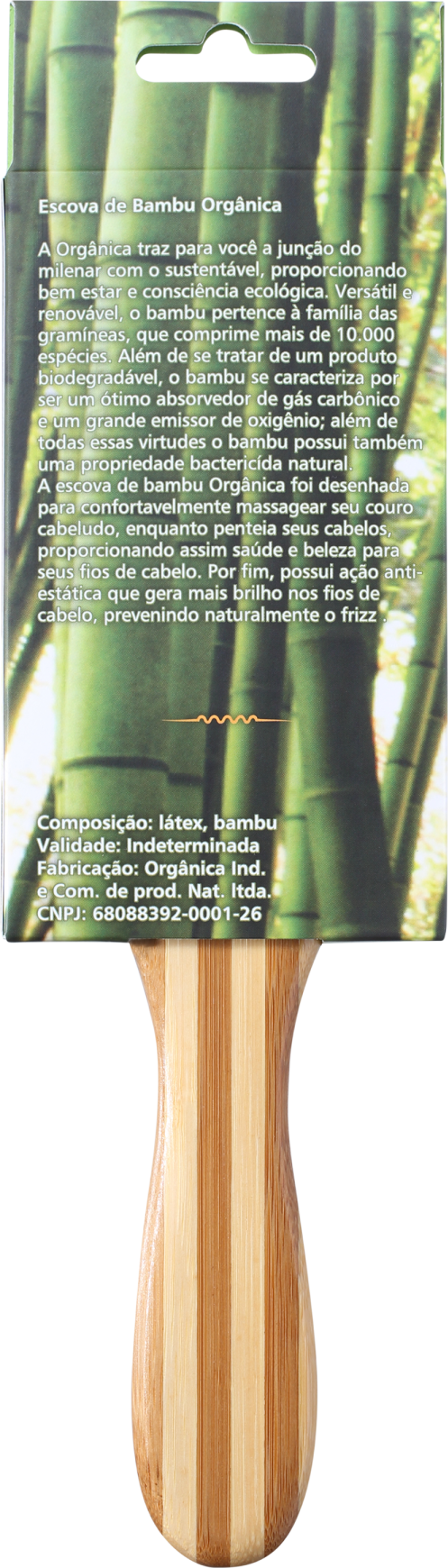 Orgânica Bambu Quadrada - Escova de Cabelo