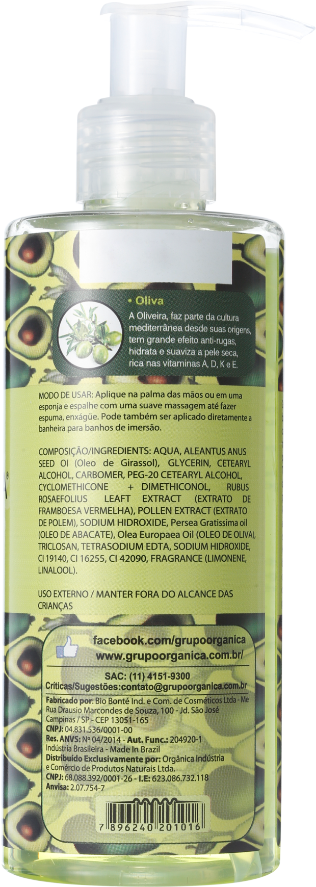 Orgânica Puro Vegetal Abacate e Oliva - Sabonete Líquido 250ml