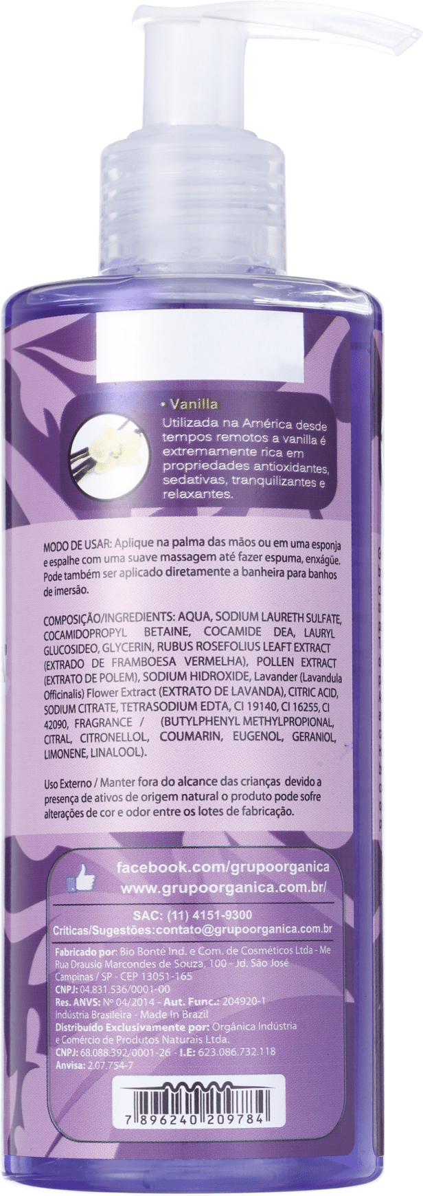 Orgânica Puro Vegetal Lavanda e Vanilla - Sabonete Líquido 250ml