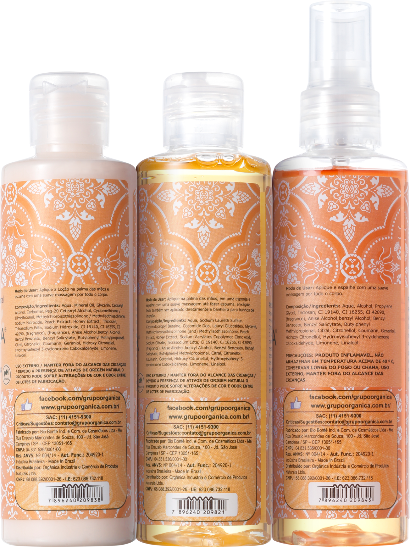 Kit Orgânica Tri Set Pêssego e Flor de Lótus (3 produtos)