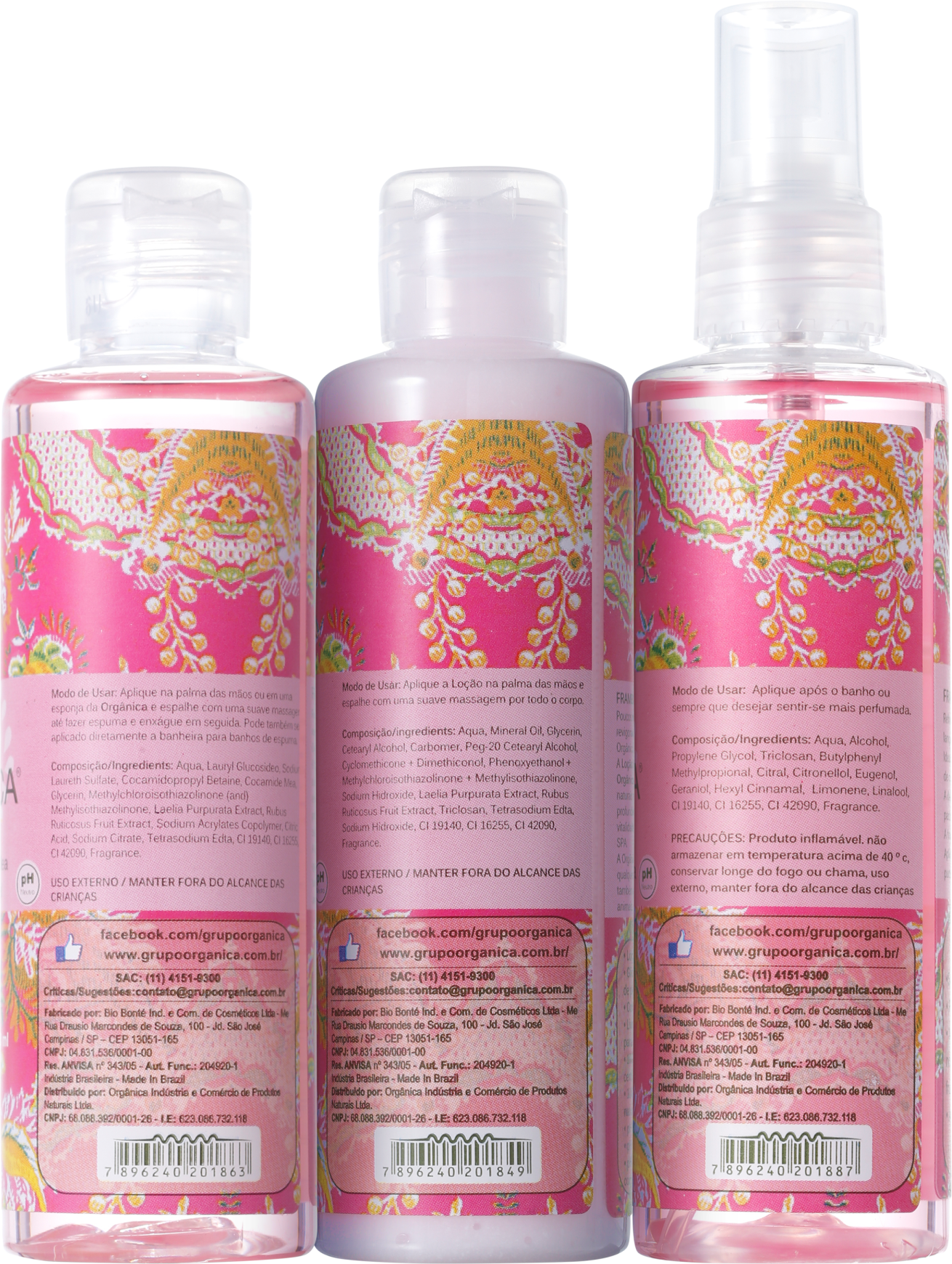 Kit Orgânica Tri Set Framboesa e Orquídea (3 produtos)