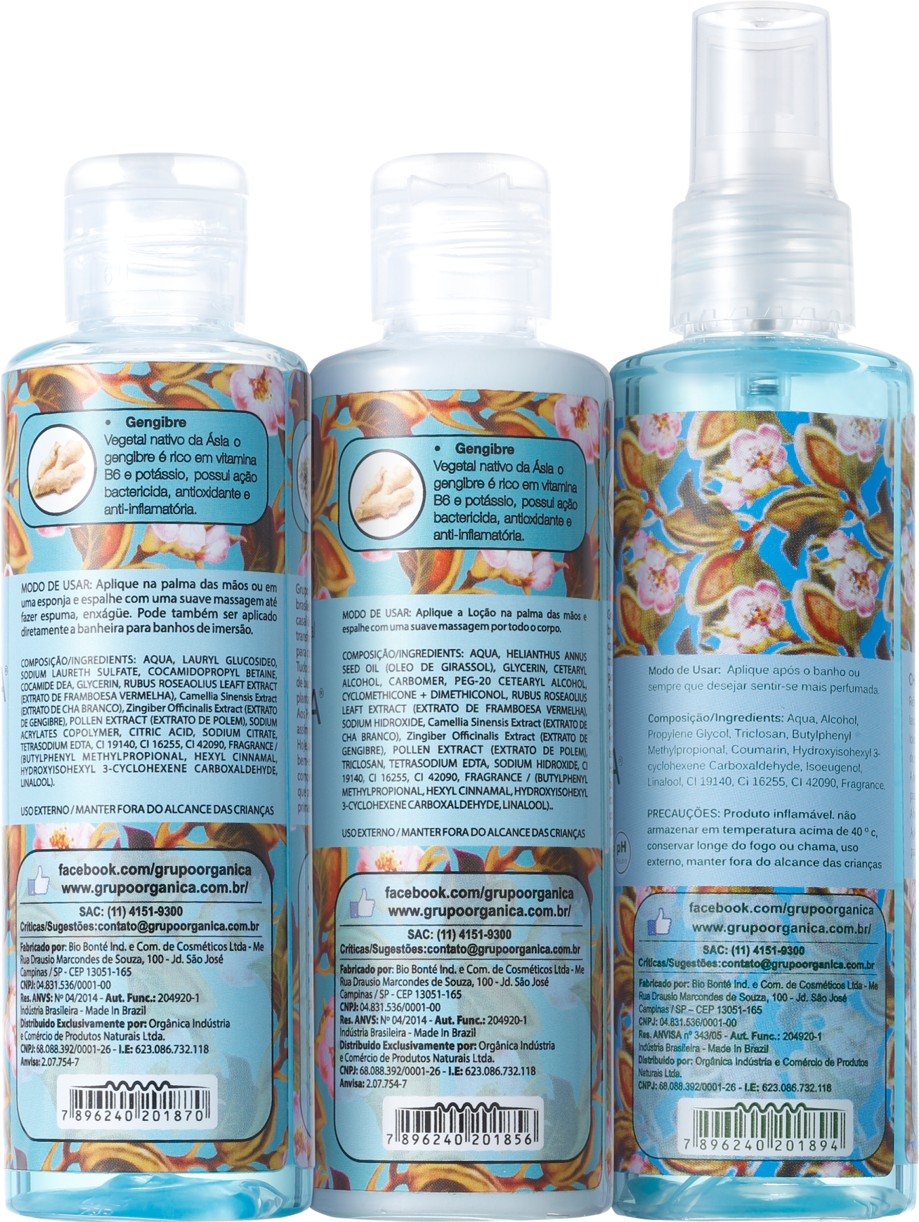 Kit Orgânica Tri Set Chá Branco e Gengibre (3 produtos)