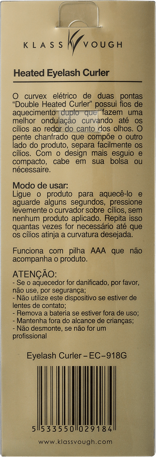 Klass Vough Double Heated Curler - Curvador de Cílios Térmico
