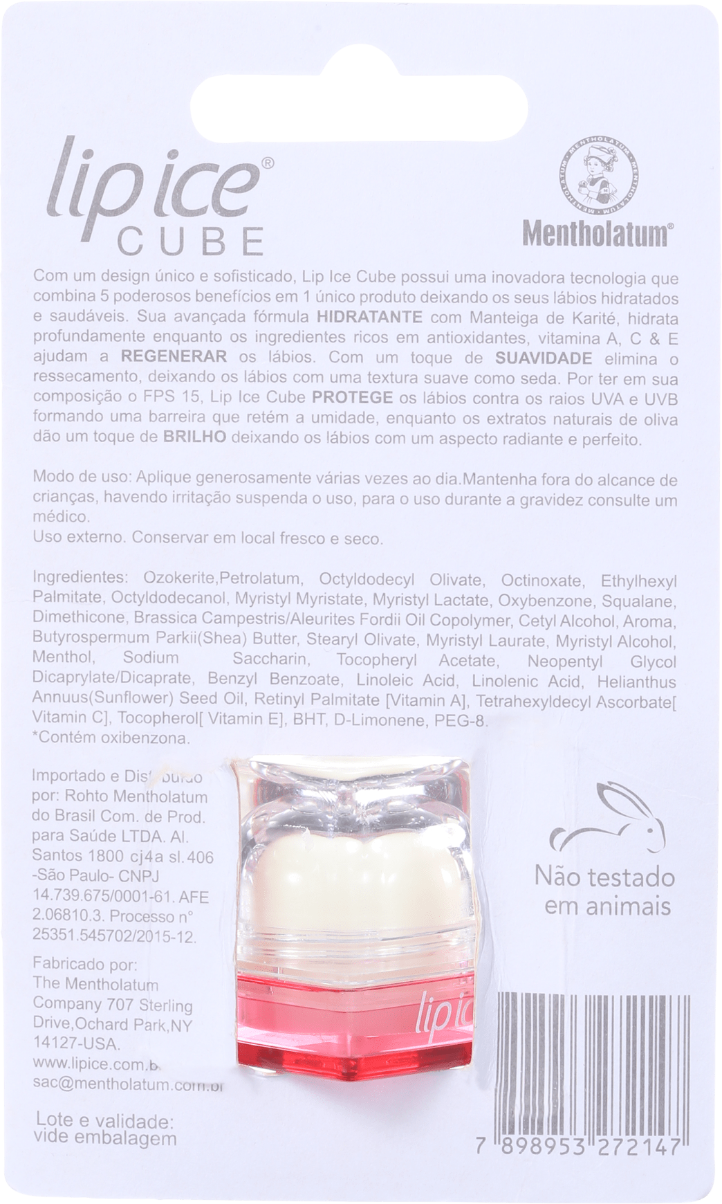 Lip Ice Cube Morango FPS 15 - Protetor Labial 6,5g