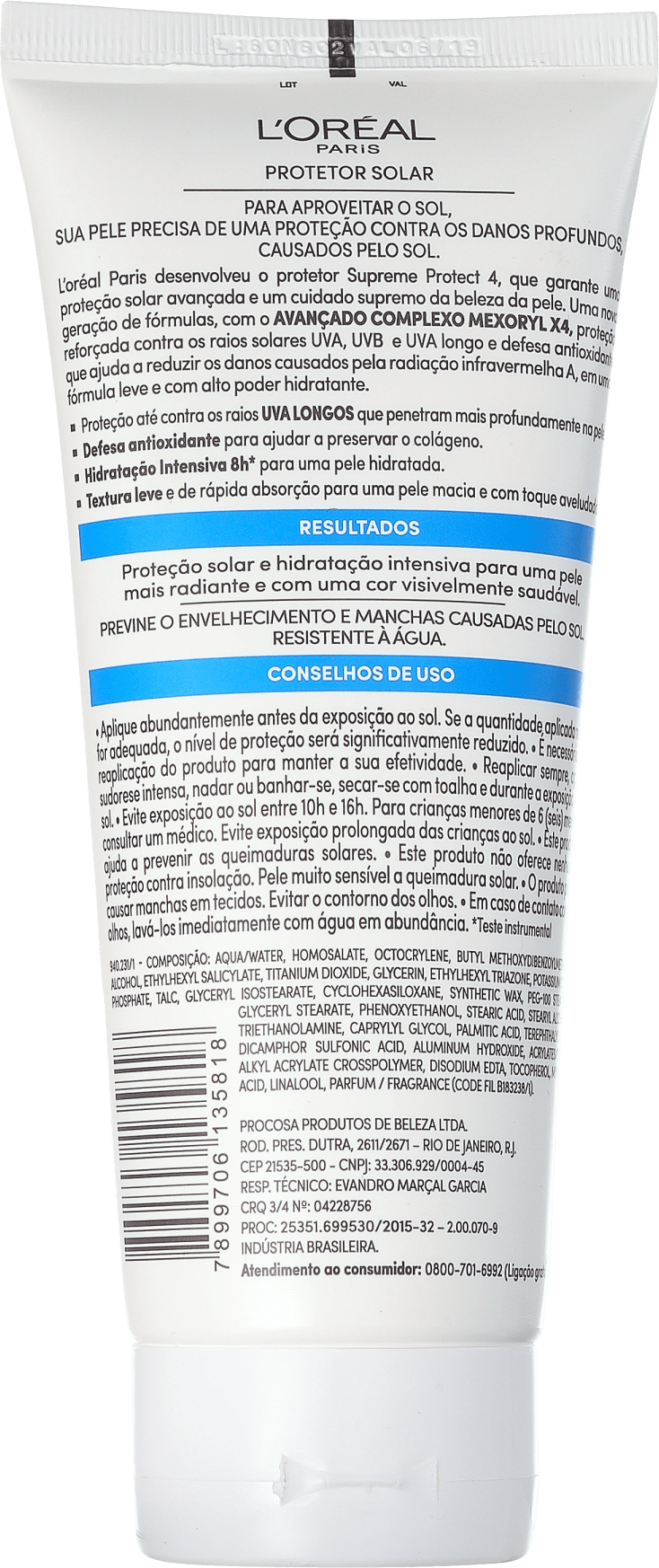 L'Oréal Paris Solar Expertise Supreme Protect 4 FPS 50 - Protetor Solar Facial 200ml